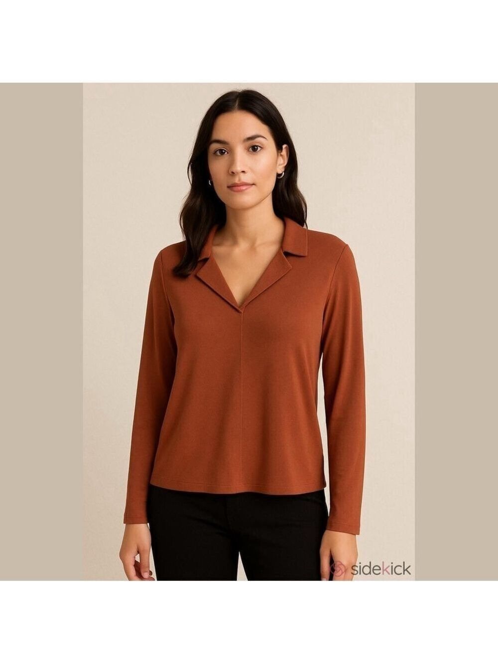 Women's Zara Basic Rust Long Sleeve Blouse Size S
